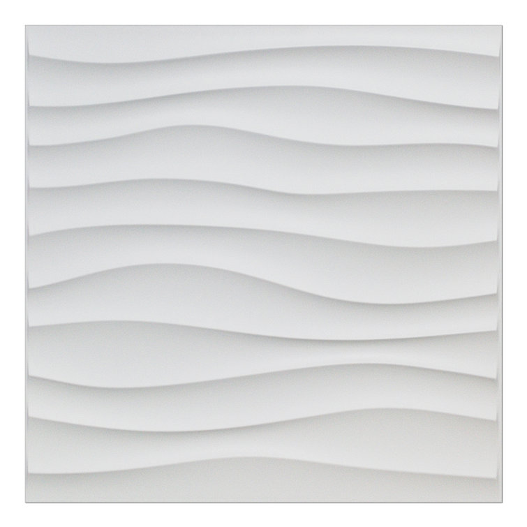 Yacoubou 19.7" x 19.7" PVC Wall Panelling,3D Wall Panels in Wave Design,32sq.ft.(Set of 12)