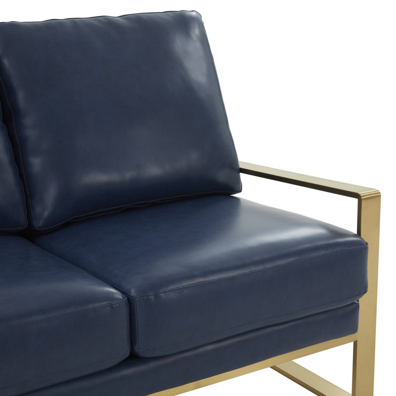 Causeuse moderne en simili cuir Gratiano, Similicuir bleu marine
