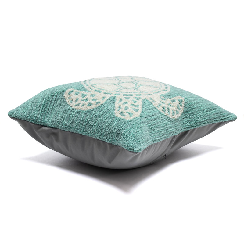 Blue Turtle Hand Hooked Indoor/Outdoor Square Pillow Set