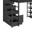 Lit mezzanine double en métal avec tablettes et garde-robe