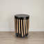 Table d'appoint en bois sculpté à la main à rayures verticales, noir