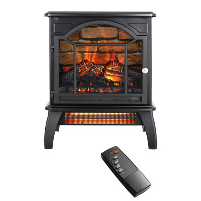 3d Flame Electric Infrared Stove - 18 Inch, 1500w, /ul , Adjustable Brightness, Energy Saving Fireplace 1500w Heat, Realistic Flame, Saving, Antique Black