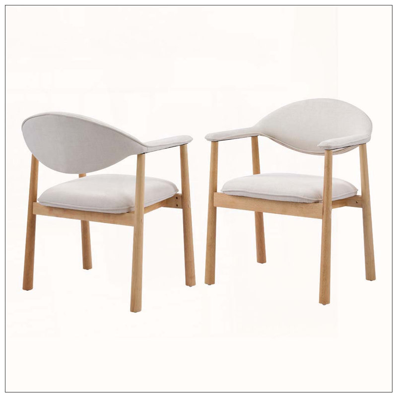 Chaises de salle à manger rembourrées modernes avec dossier incurvé, Beige,Natural-Fabric