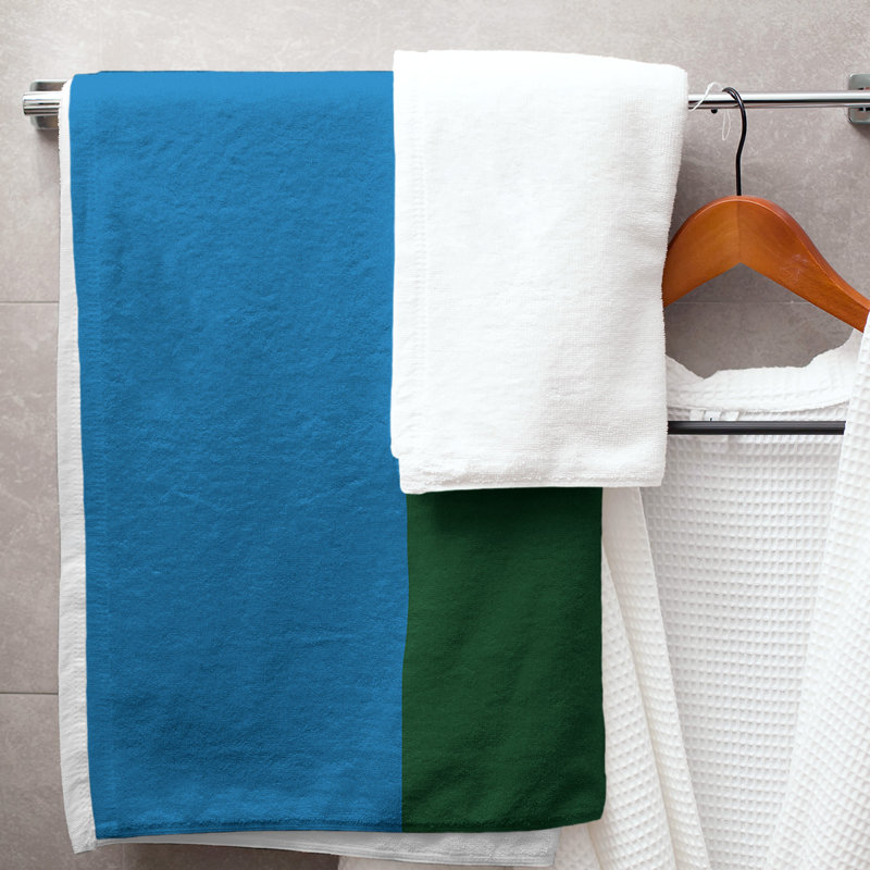 Cotton Blend Lightweight Bath Towel, Blue/Green/Black