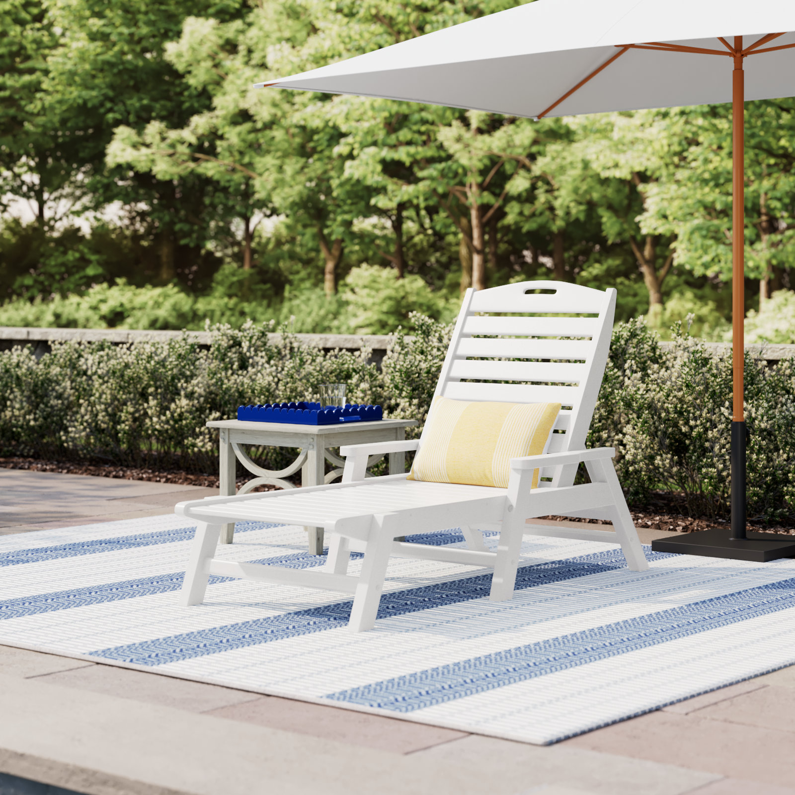 POLYWOOD® Nautical 27" Patio Chaise Lounge, White