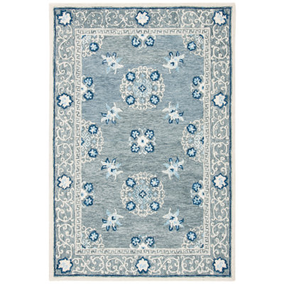 Tapis oriental gris / ivoire en laine touffeté à la main Akins