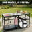 FEASTO 35-Inch Outdoor Grill Cart with Stainless Steel Sink, Rolling BBQ Prep Table with Faucet, Storage Shelves and Lockable Wheels for Patio, Backyard and Outdoor Cooking