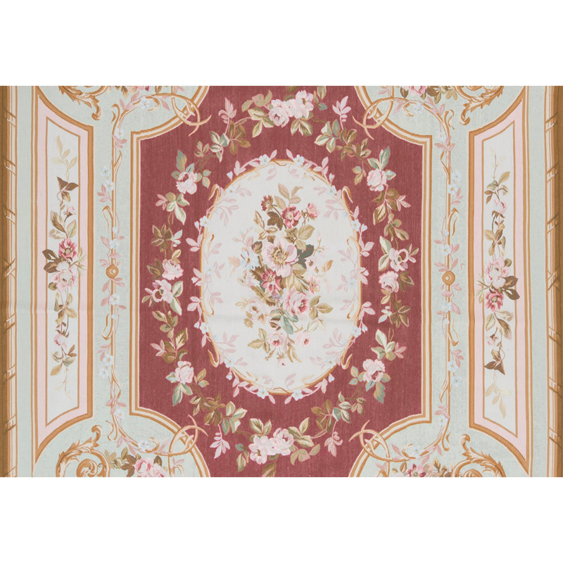 Hand-Knotted High-Quality Red and Green Area Rug