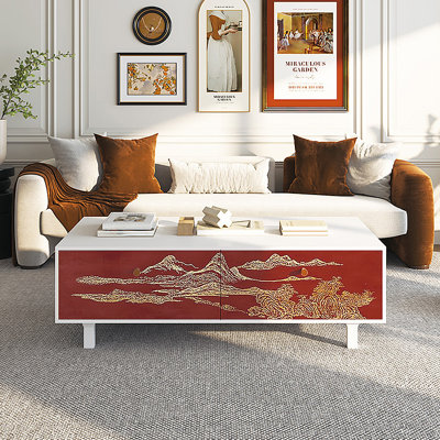 Table basse avec rangement peint français rétro