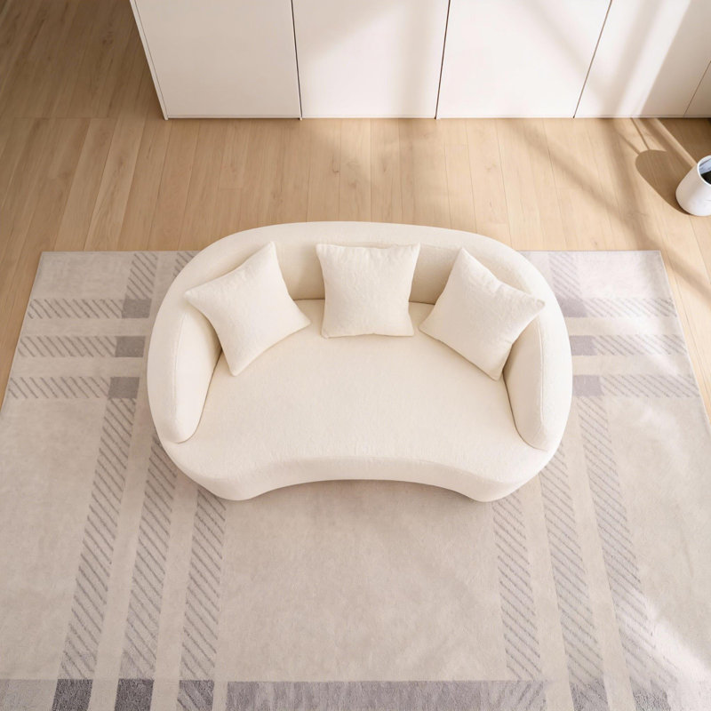Causeuse de canapé incurvée moderne incurvée Curved, Blanc cassé