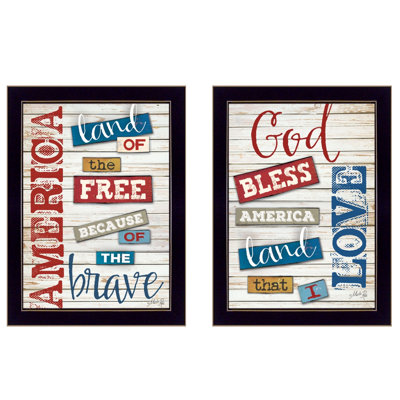 American 2-Piece Vignette Framed Wall Art for Living Room, Home Wall Decor by Marla Rae