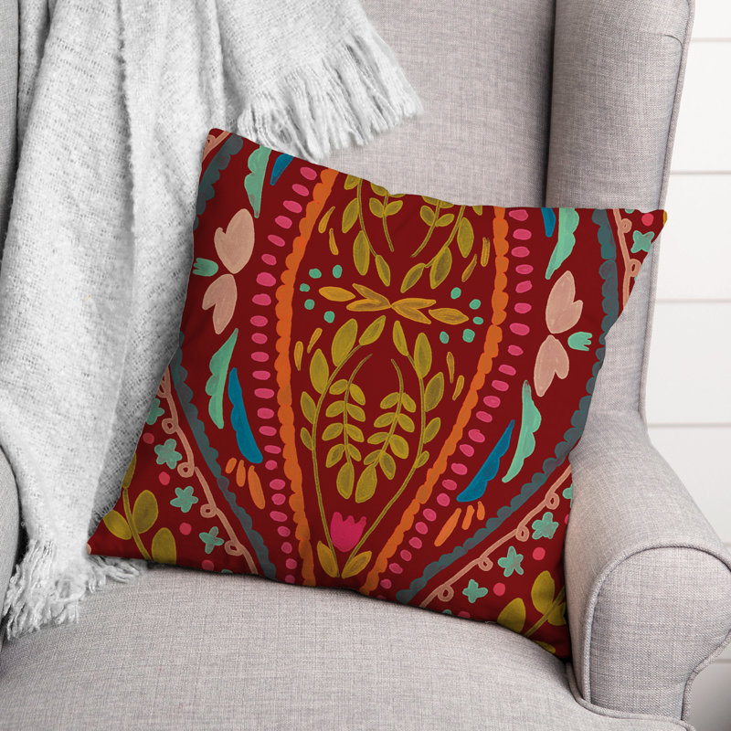 Housse et insert de coussin extérieur d'extérieur, Rouge, Floral 2