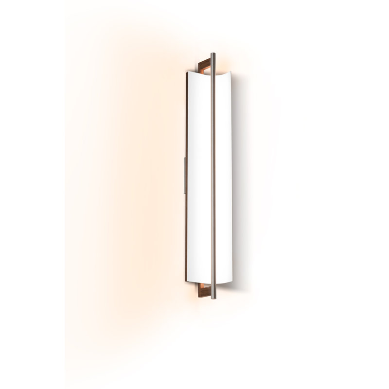 Allavo 31" Dimmable LED Bath Sconce, Brushed Aluminum/Walnut, Textured White, 3500K - 277V AC