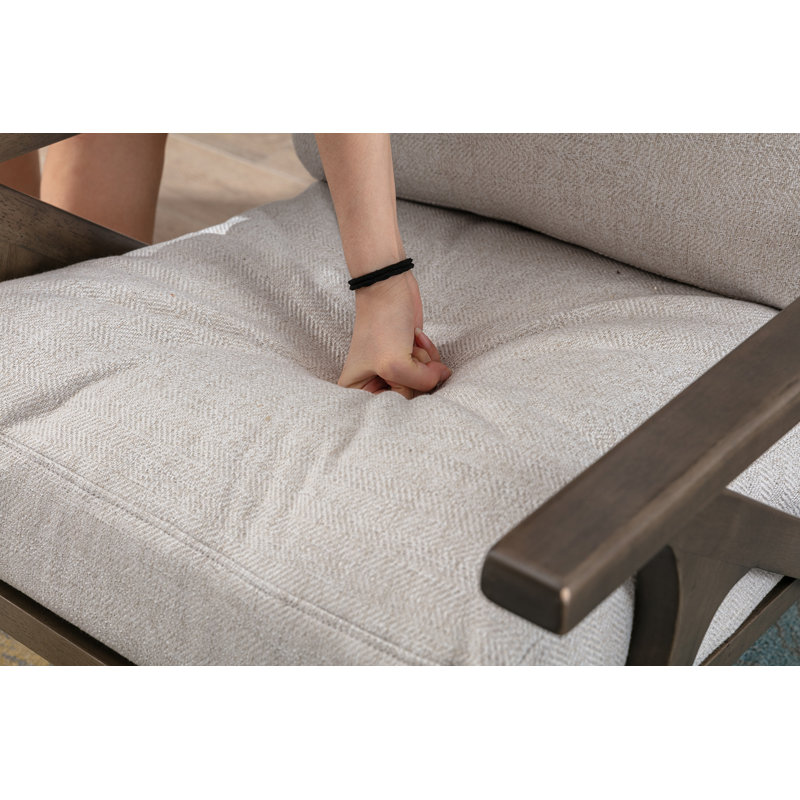 Juntier 25" W Linen Armchair and Ottoman, Cream