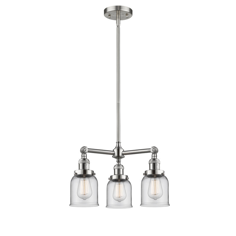 Lustre classique à 3 lumières avec abat-jour Adalbert, Chrome poli, Transparent, Ampoule DEL 6 watts Vinage