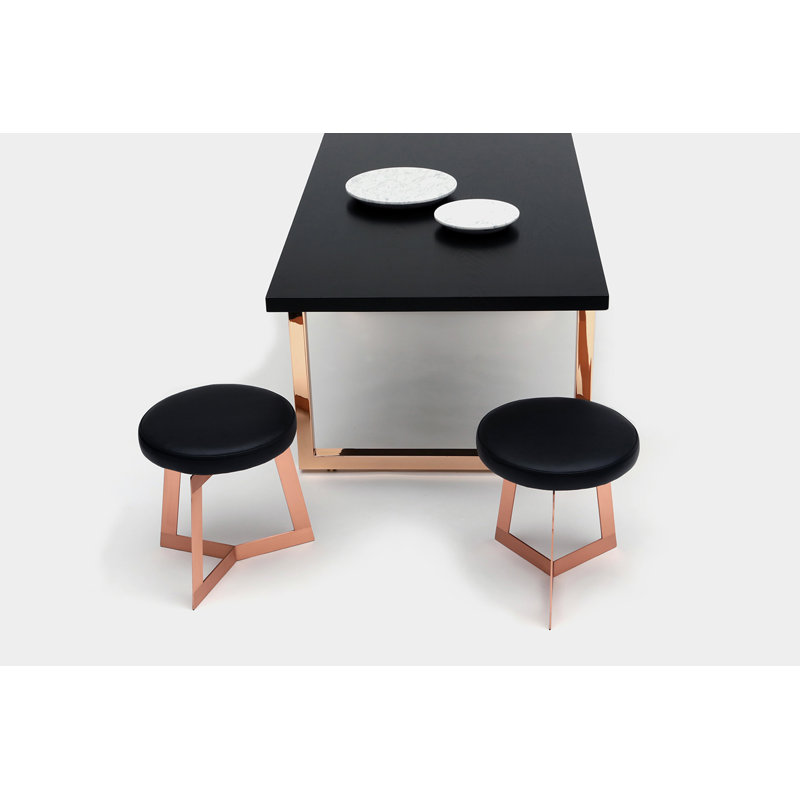 Y Accent Stool, Black/Night, Antique Copper