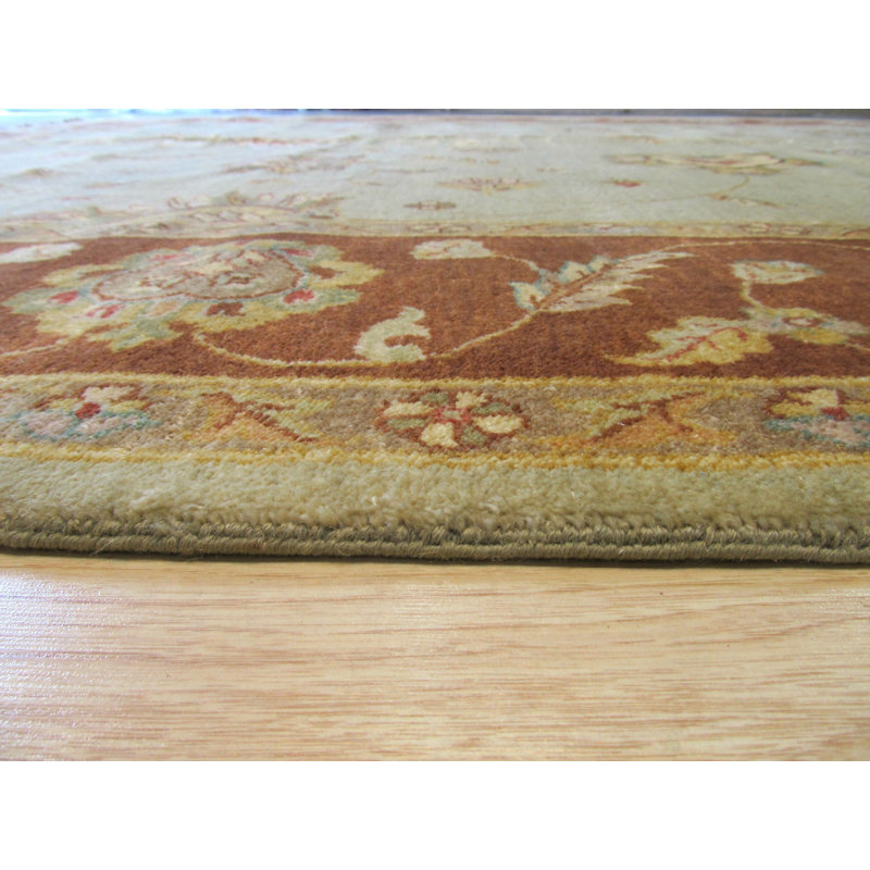 Green Traditional Oriental Agra Area Rug
