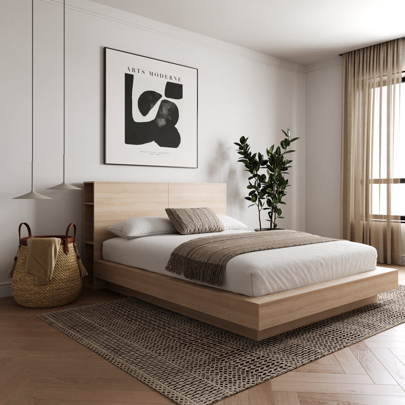 Brix Platform Bed, Beige