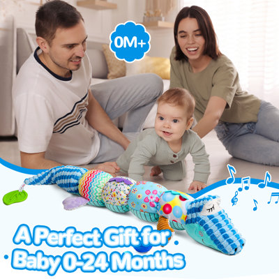 Baby Toy, Multi-texture Sensory Rattle Stuffed Worm with Built-in Sound, Early Developmental Infant Toy for 0-12 Months Boys Girls, InfantPlushToy