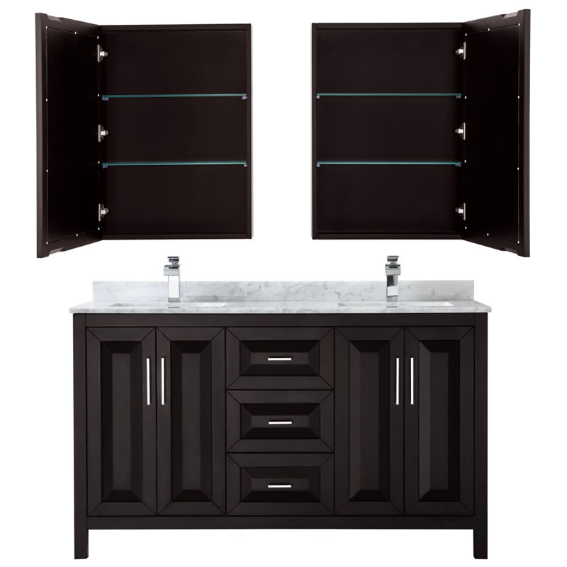 Daria 60'' W Double Vanity, Dark Espresso, Polished Chrome
