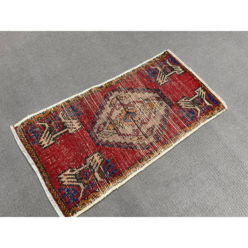 Tapis traditionnel en laine rouge 1,5 x 3,0 pi