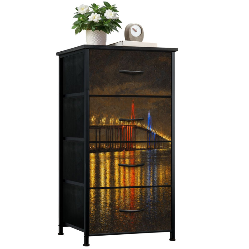 Commode pour chambre à coucher avec 4 tiroirs de rangement Puente Rafael Urdaneta noche luz Commode