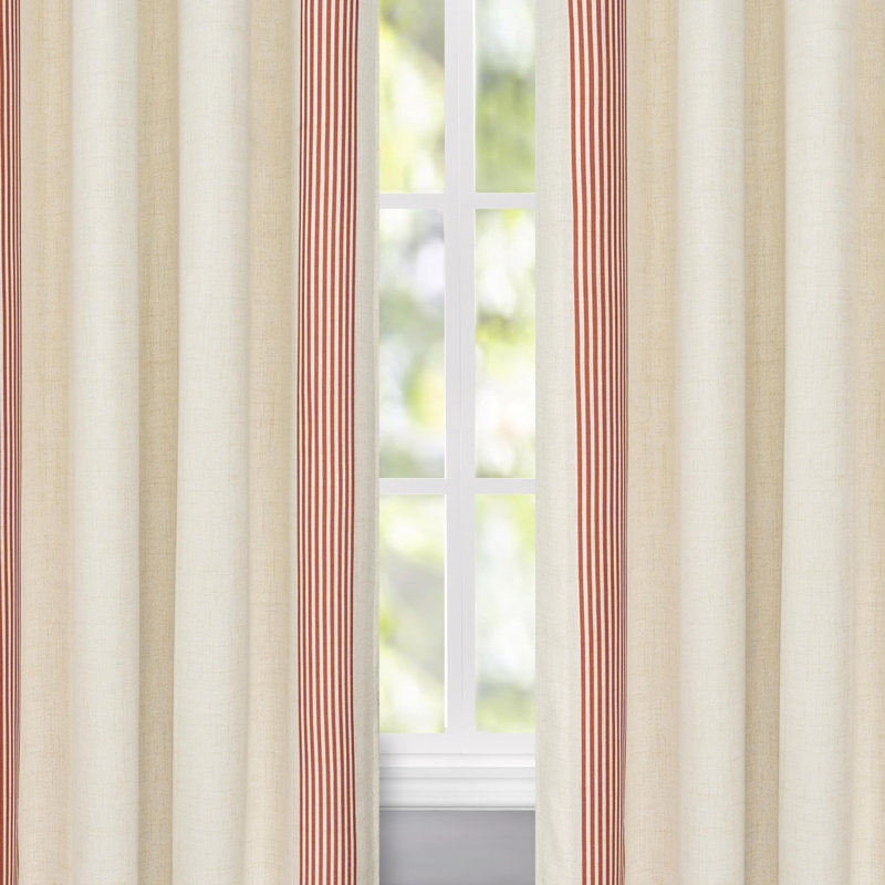 Rideau en lin Velmer, L 52 po x L 96 po, Rouge / Beige