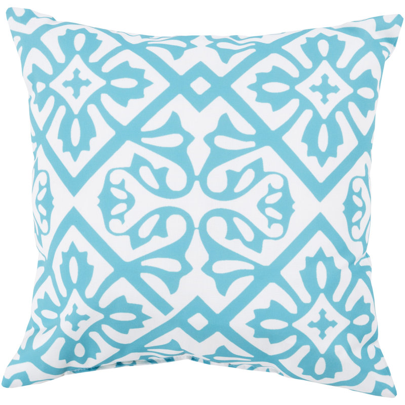 Rain Geometric Outdoor Throw Pillow, 18" H x 18" W x 4" D, Light Blue
