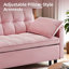 Canapé moderne en velours, canapé-lit convertible 3 en 1, petite causeuse de 55 pouces avec dossier, canapé-lit avec coussin, poches, mobilier de salon, rose