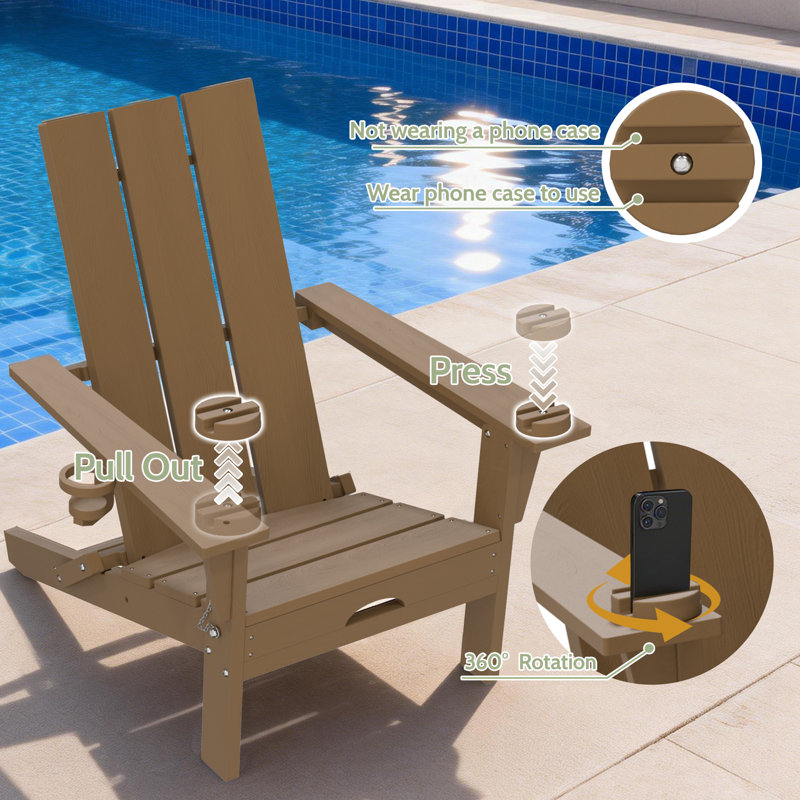 Outdoor Folding Adirondack Chair , Brown