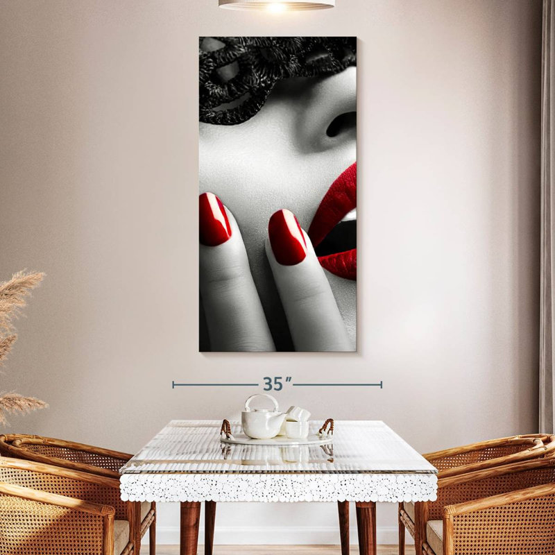 Red Lips Canvas Print, 27" H x 54" W x 1.25" D