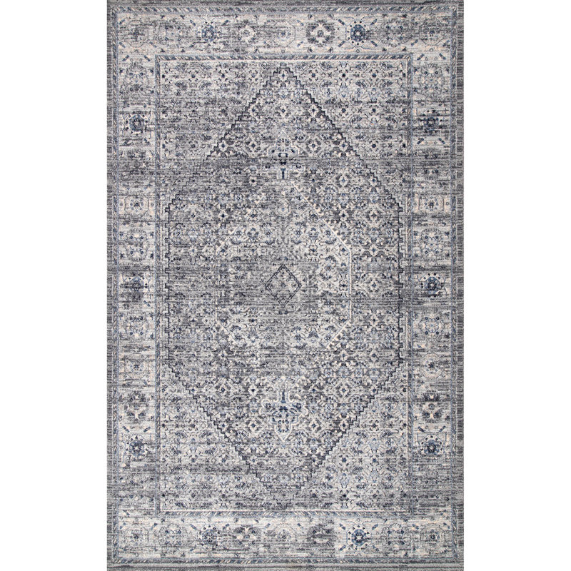 Barajas Oriental Gray Area Rug, Rectangle 4' x 6'