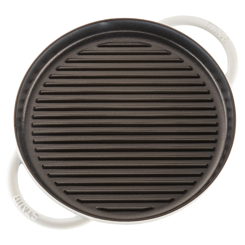 Staub 12 in. Cast iron Grill Pan, White