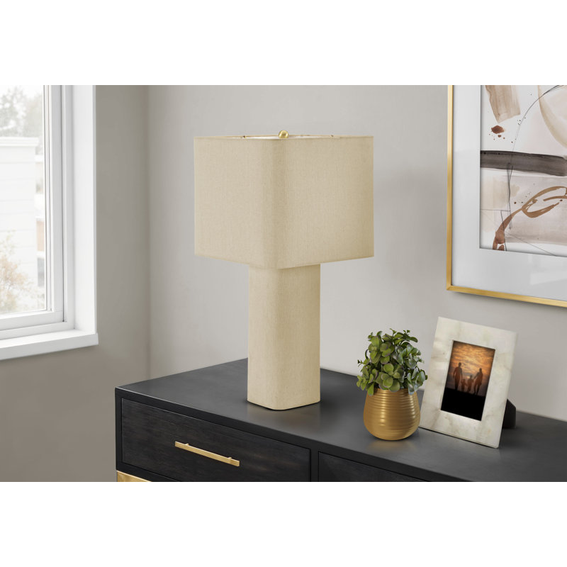 Lampe de table, 61 cm de hauteur, lin naturel, style contemporain, Natural