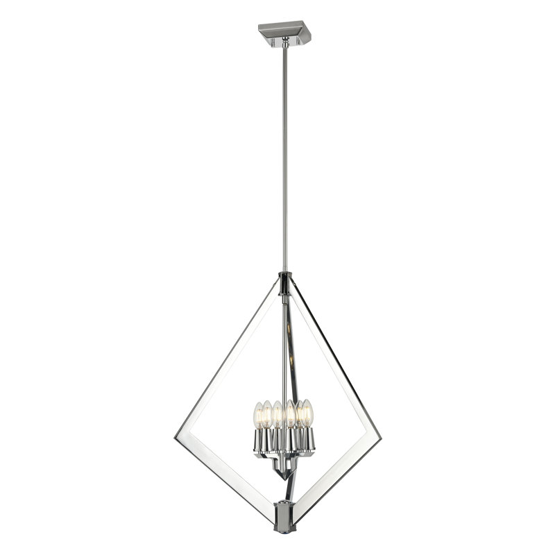 Corvena 6 - Light Dimmable Geometric Chandelier, Chrome
