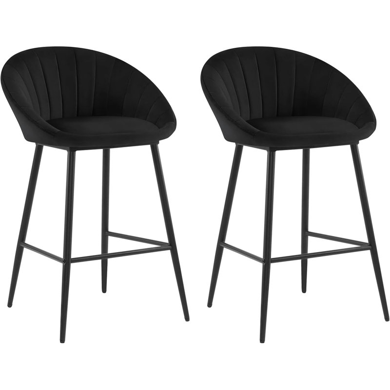 Sydnie Upholstered Counter Stool, Black, 2