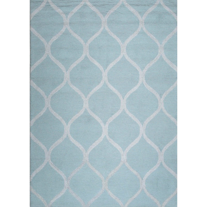 Hand Tufted Wool Area Rug in Blue