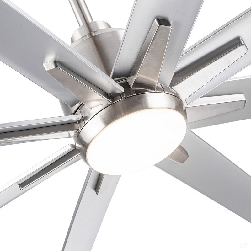 Ventilateur de plafond intelligent 72 po avec pales argentées au fini nickel brossé Smart