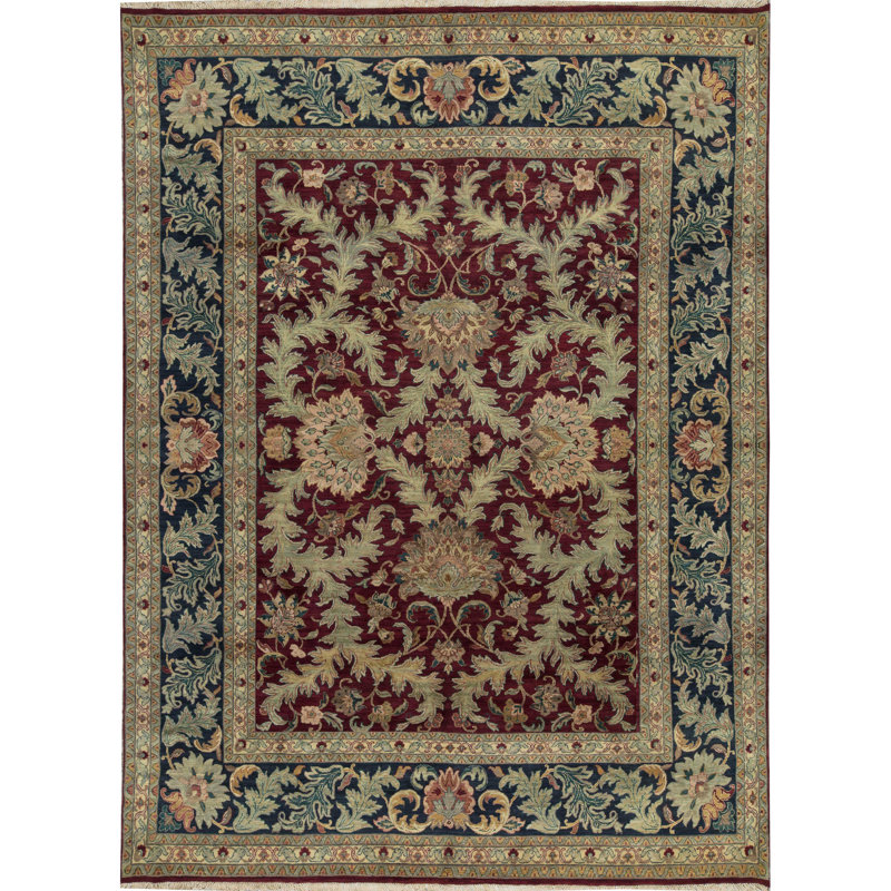 Tapis rouge et noir noué à la main de haute qualité