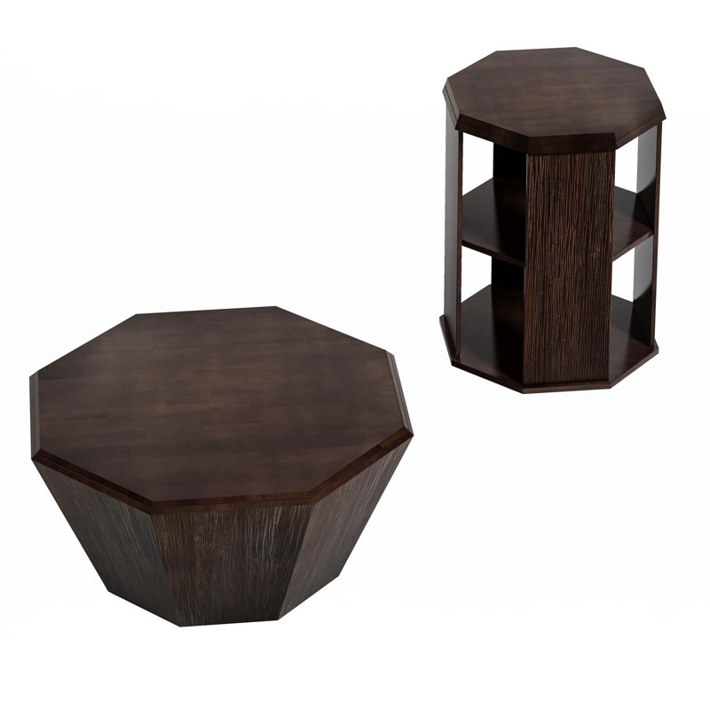 Set Of 2 Coffee Table Set, Walnut