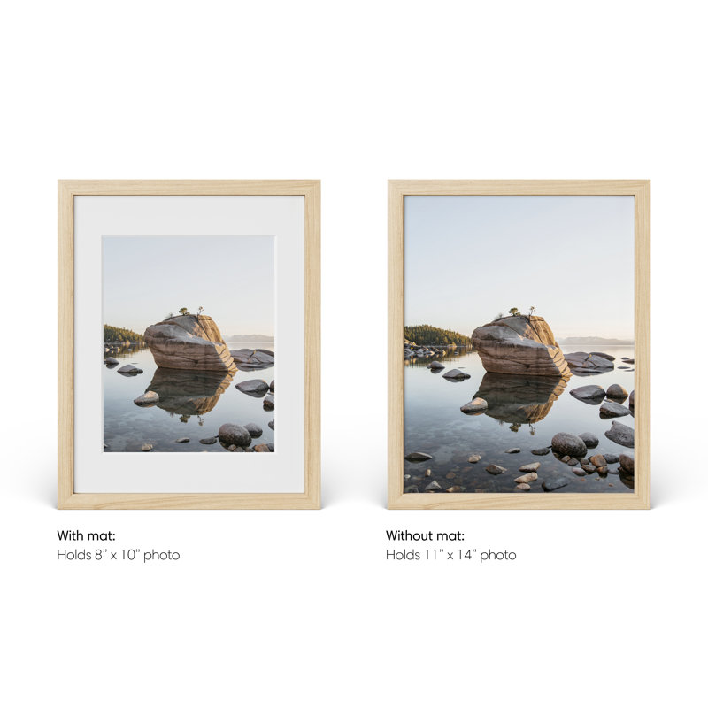 Cadre photo en bois massif avec verre, Beige, L 11 po x H 14 po