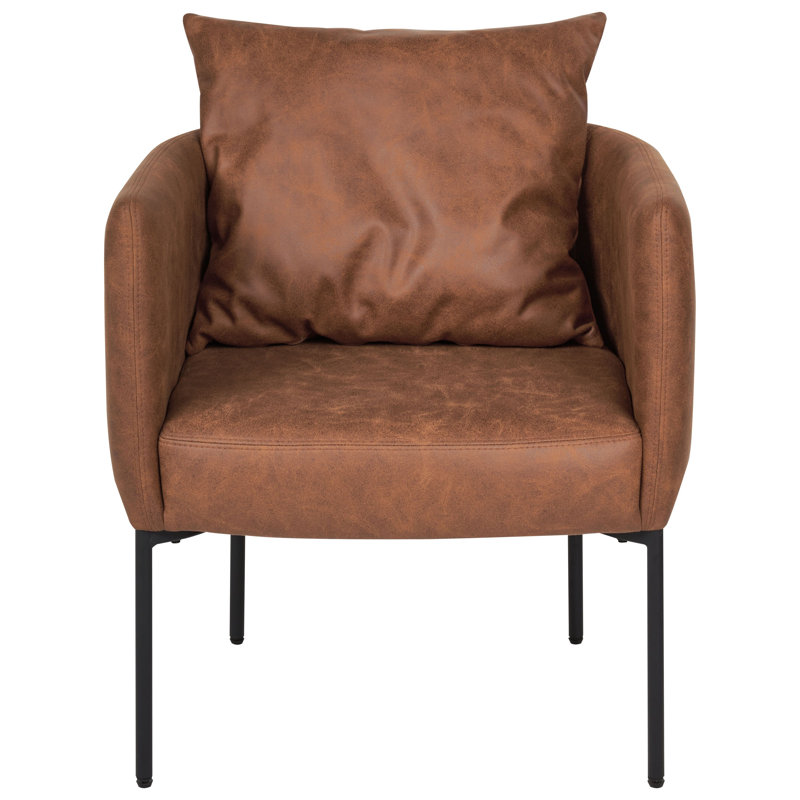 MALMOS Faux Leather Armchair, Brown Faux Leather