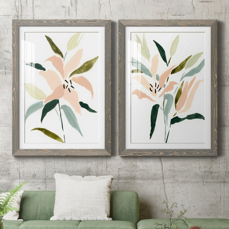 «Lily Abstracted I», ensemble de 2 reproductions d'art sur papier encadrées, H 43,5 po x l 31,5 po x P 1 po