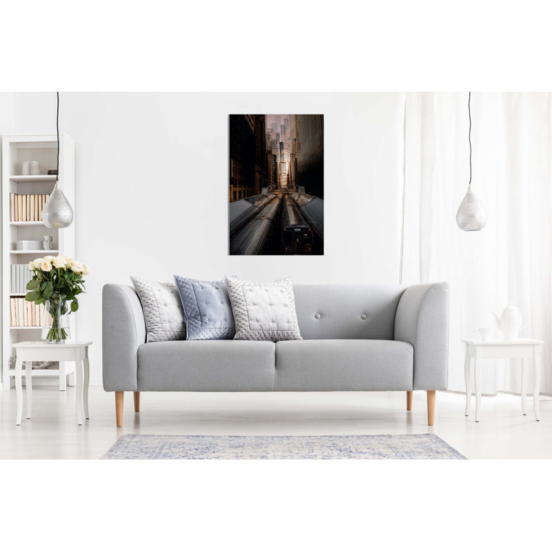 Chicago Architectural Train Railway Artistic - Wrapped Canvas Art Prints, 61cm H x 41cm W