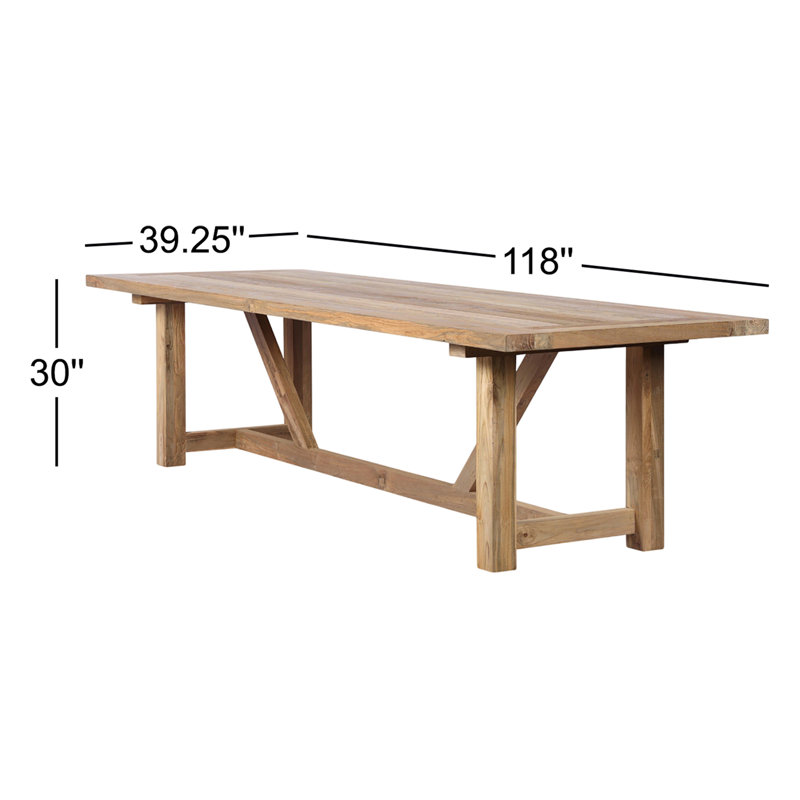 Stewart Outdoor Teak Dining Table, Reclaimed Natural