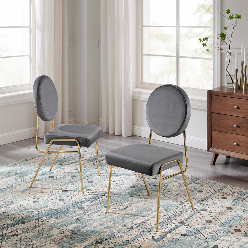 Chaises d'appoint Craft Performance de Modway, Or, Velours gris, 2