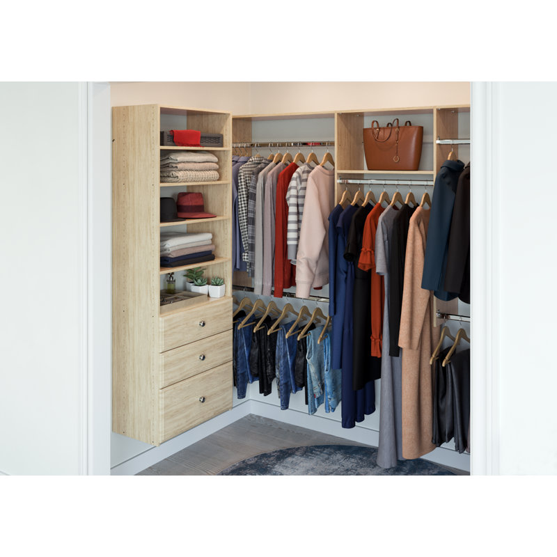 Ensembles de rangement avec système de placard l 96 po Grid, Blond miel