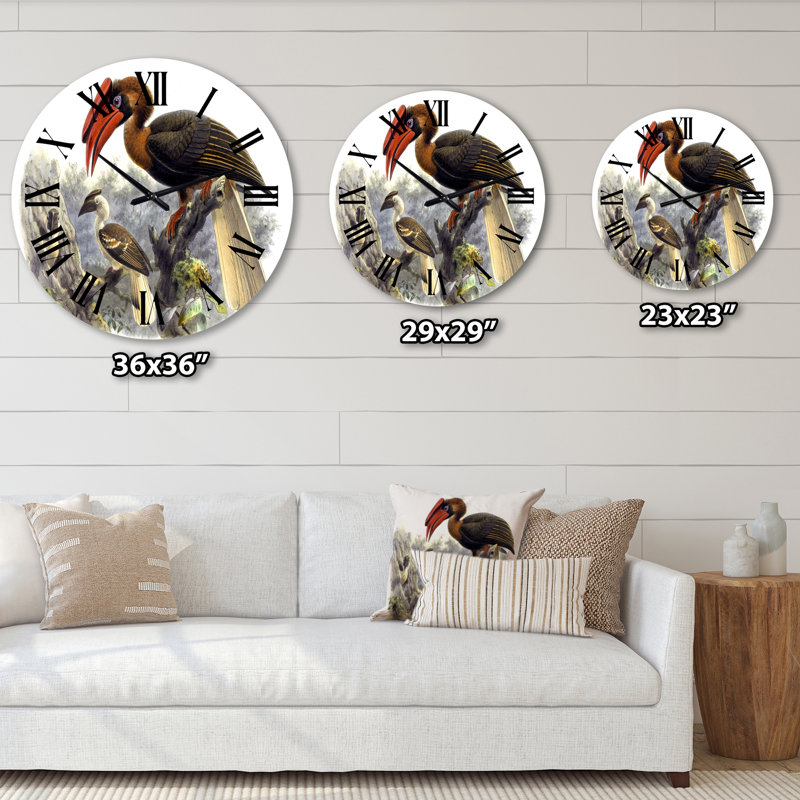 Oiseaux australiens d'époque rétro - horloge murale traditionnelle, Surdimensionné