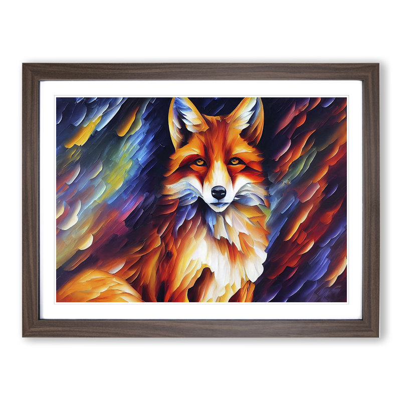 Fox Vol.2 - Single Picture Frame Painting, 46cm H x 64cm W x 2cm D, Walnut