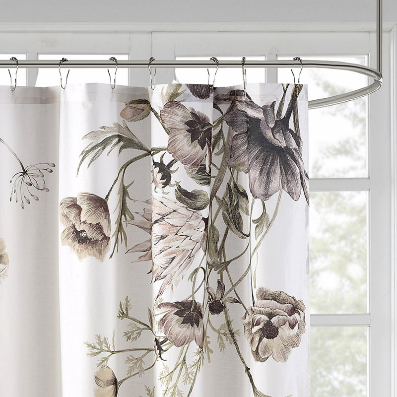 Rideau de douche en coton imprimé, Rosé